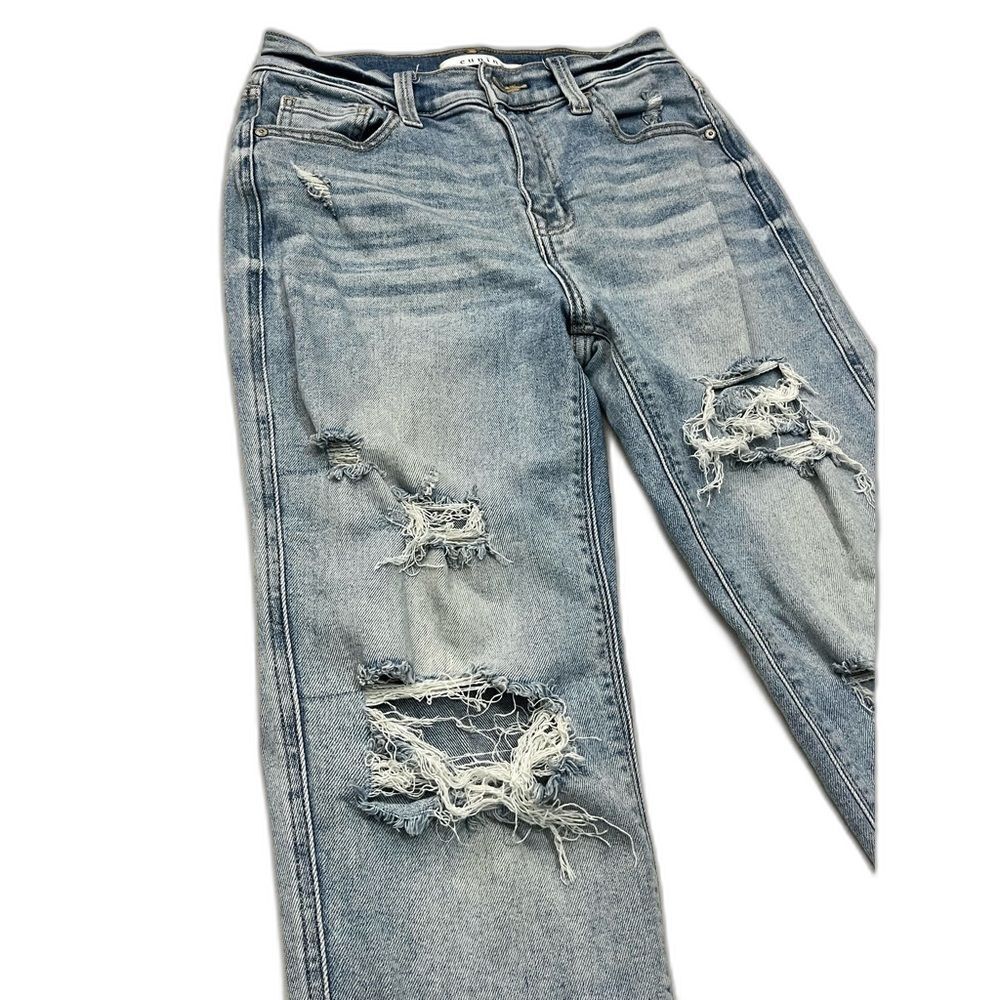 Eunina Light Blue Distressed Rocky High Rise Boyfriend Jeans Women’s Size 1 - Picture 2 of 16